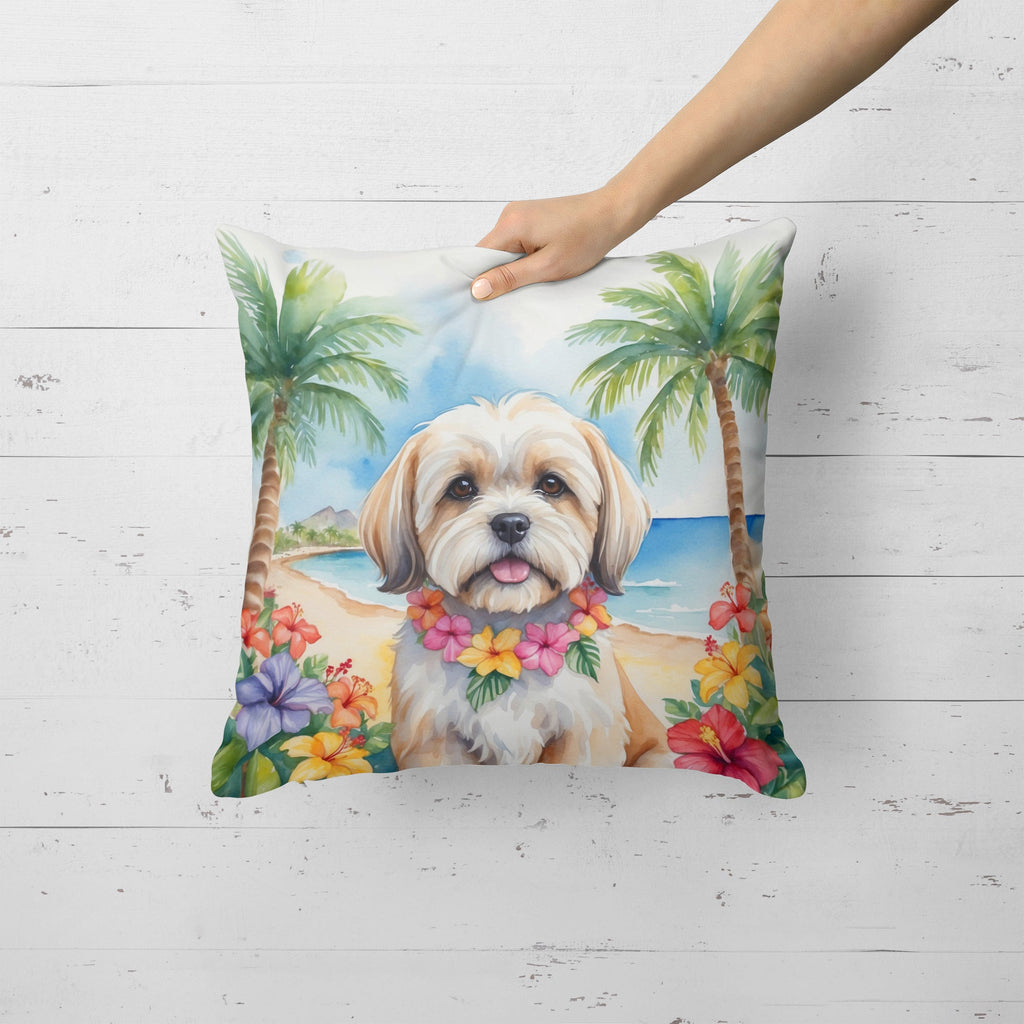 Lhasa Apso Luau Decorative Throw Pillow 18x18 Indoor Outdoor Accent Cushion, Fabric Cover with Insert for Sofa, Bed, Porch & Living Room
