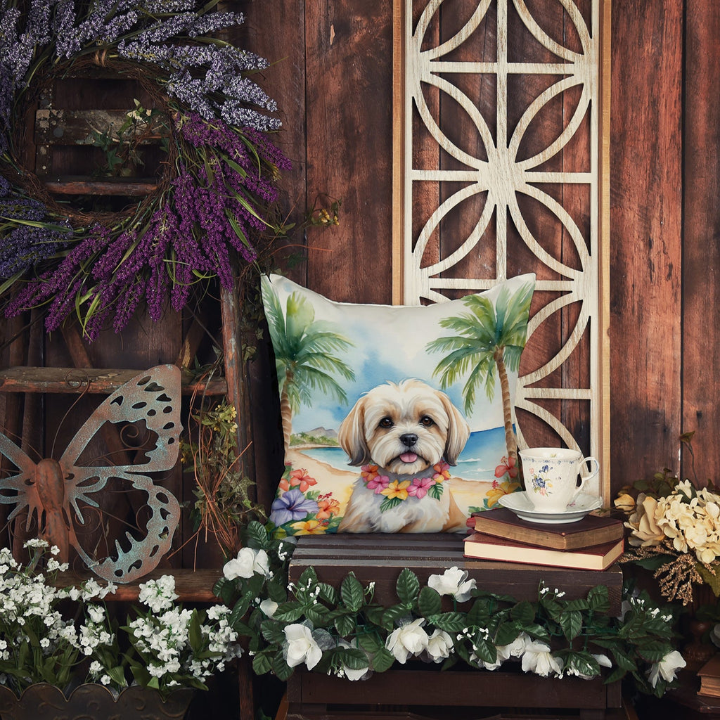Lhasa Apso Luau Decorative Throw Pillow 18x18 Indoor Outdoor Accent Cushion, Fabric Cover with Insert for Sofa, Bed, Porch & Living Room