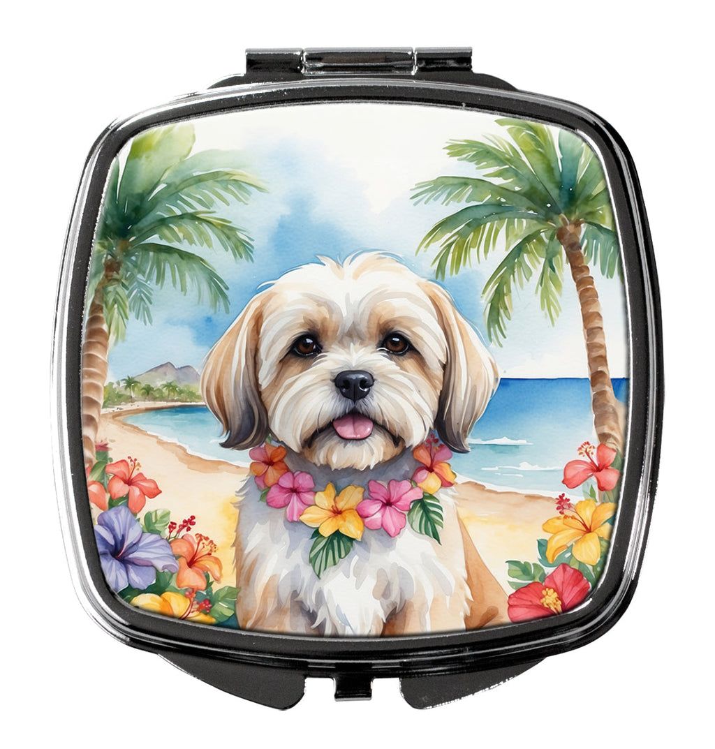 Lhasa Apso Luau Compact Mirror Decorative Travel Makeup Mirror for Women Girls Gifts Pocket Makeup Mirror Folding Handheld