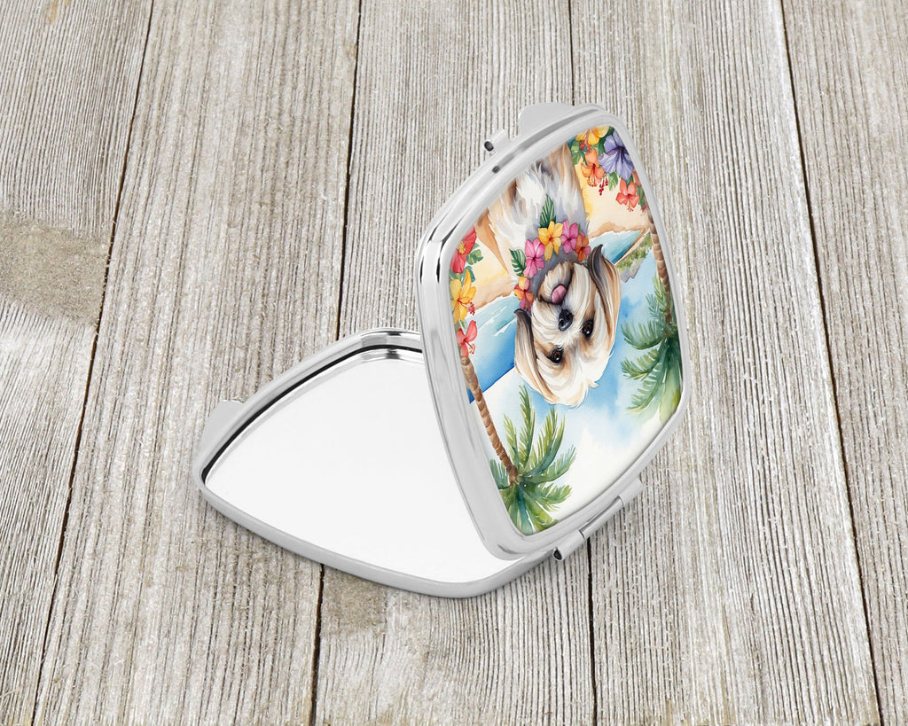 Lhasa Apso Luau Compact Mirror Decorative Travel Makeup Mirror for Women Girls Gifts Pocket Makeup Mirror Folding Handheld