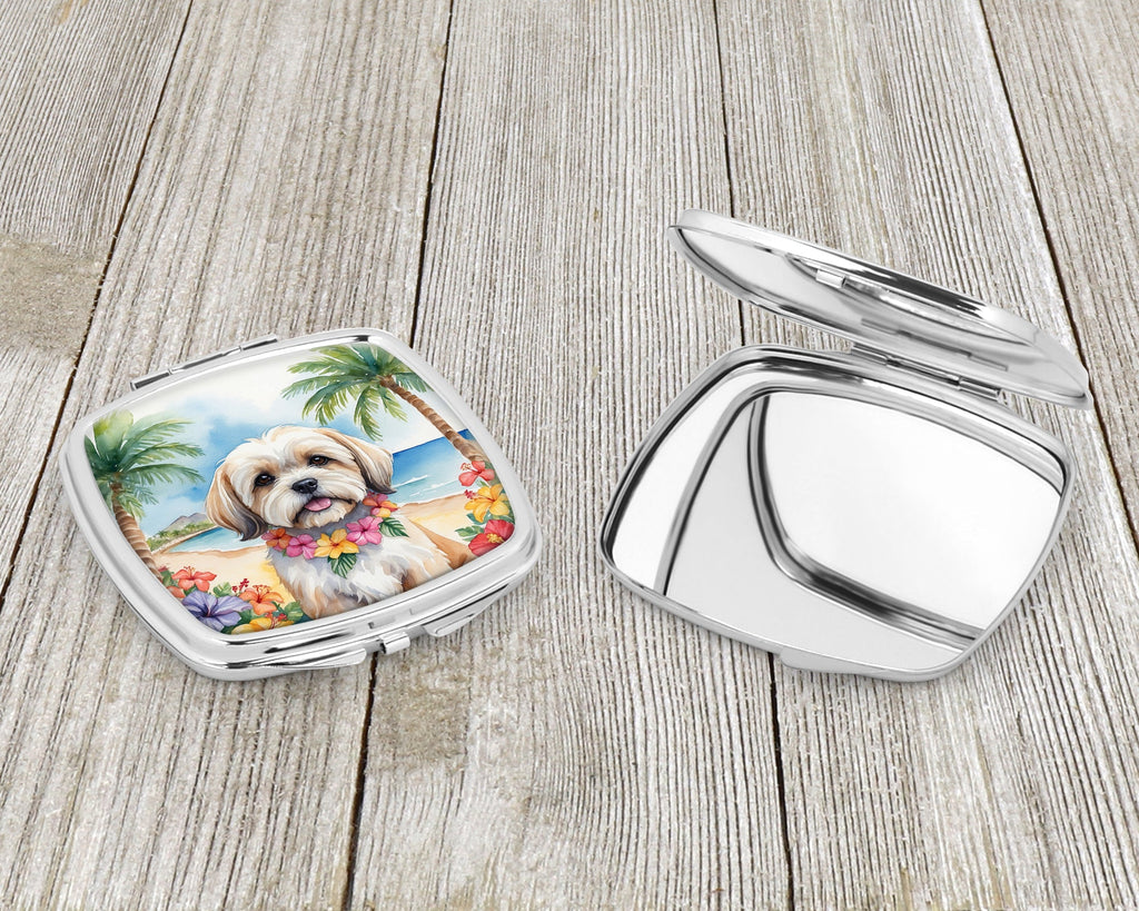 Lhasa Apso Luau Compact Mirror Decorative Travel Makeup Mirror for Women Girls Gifts Pocket Makeup Mirror Folding Handheld