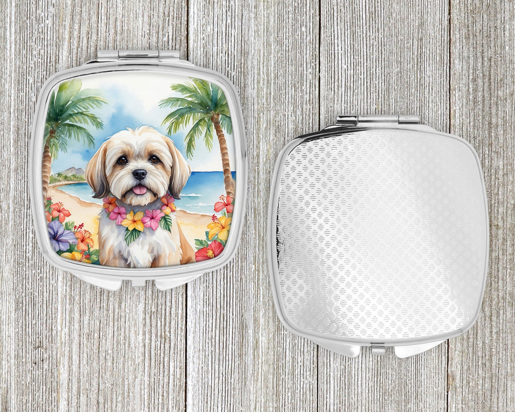 Lhasa Apso Luau Compact Mirror Decorative Travel Makeup Mirror for Women Girls Gifts Pocket Makeup Mirror Folding Handheld