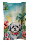 Lhasa Apso Luau Kitchen Towel Velour Plush Front and Cotton Loop Back Machine Washable