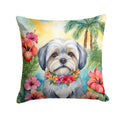 Lhasa Apso Luau Decorative Throw Pillow 14x14 Indoor Outdoor Accent Cushion, Fabric Cover with Insert for Sofa, Bed, Porch & Living Room