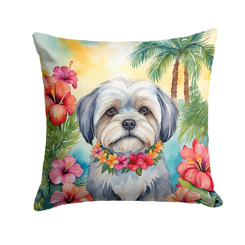 Lhasa Apso Luau Decorative Throw Pillow 18x18 Indoor Outdoor Accent Cushion, Fabric Cover with Insert for Sofa, Bed, Porch & Living Room