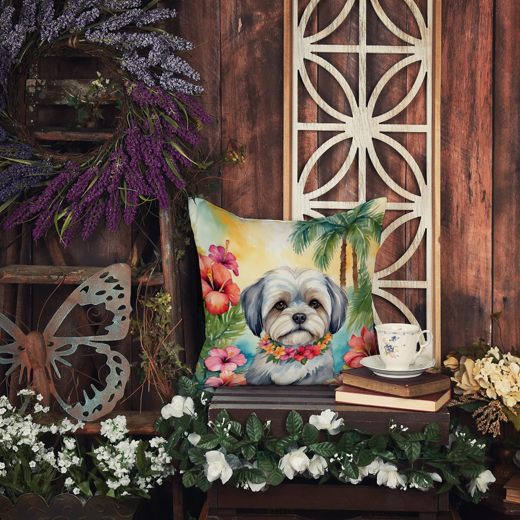 Lhasa Apso Luau Decorative Throw Pillow 18x18 Indoor Outdoor Accent Cushion, Fabric Cover with Insert for Sofa, Bed, Porch & Living Room