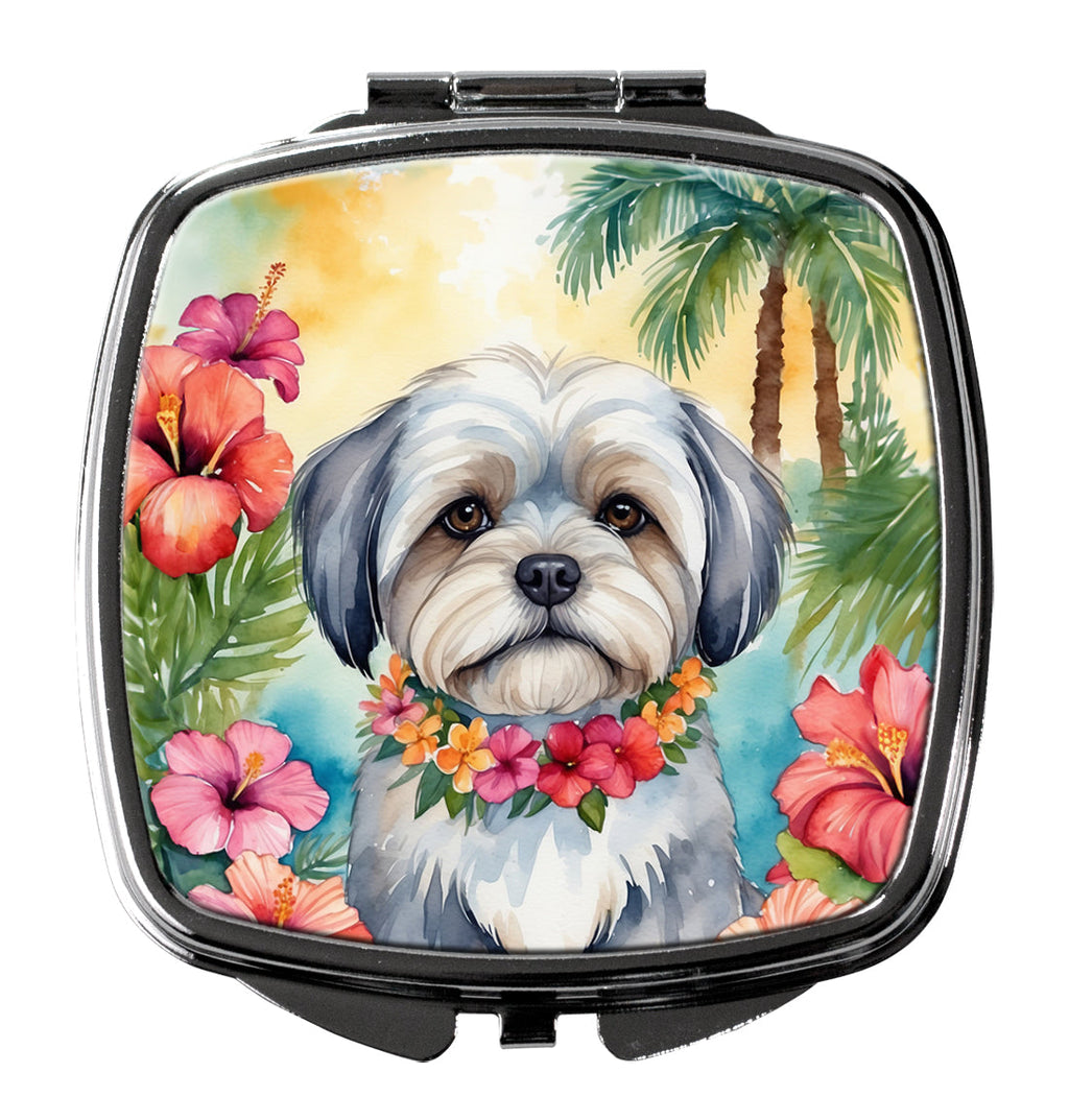 Lhasa Apso Luau Compact Mirror Decorative Travel Makeup Mirror for Women Girls Gifts Pocket Makeup Mirror Folding Handheld