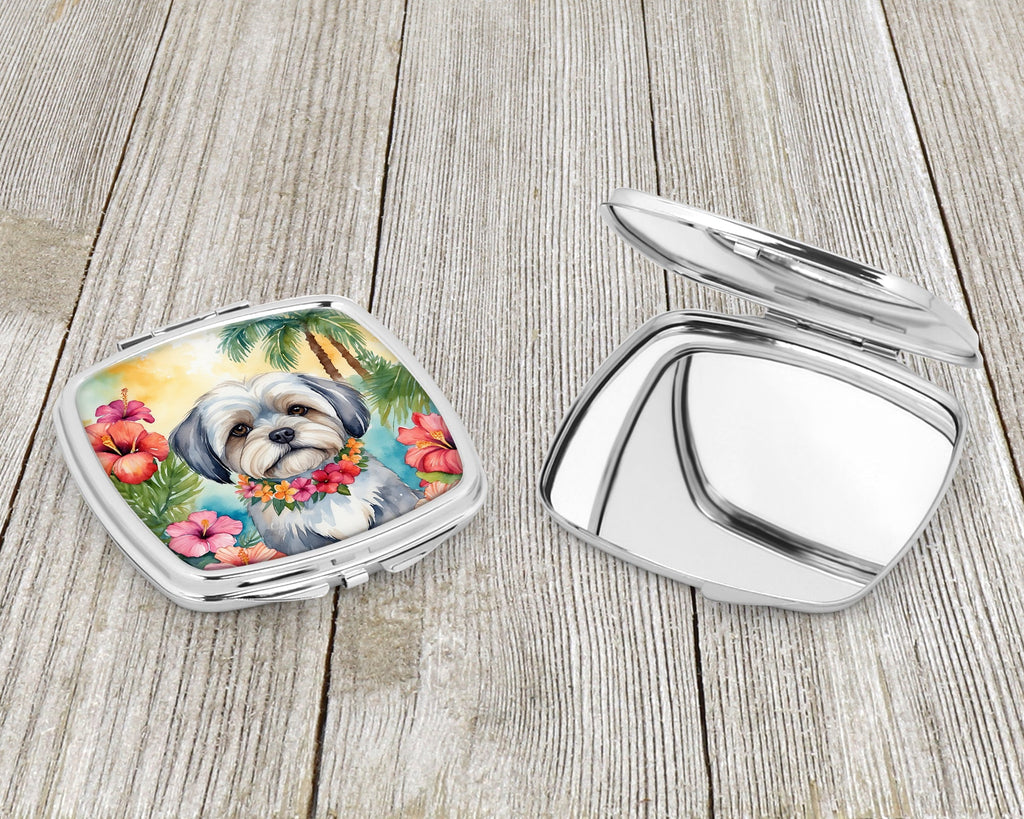 Lhasa Apso Luau Compact Mirror Decorative Travel Makeup Mirror for Women Girls Gifts Pocket Makeup Mirror Folding Handheld