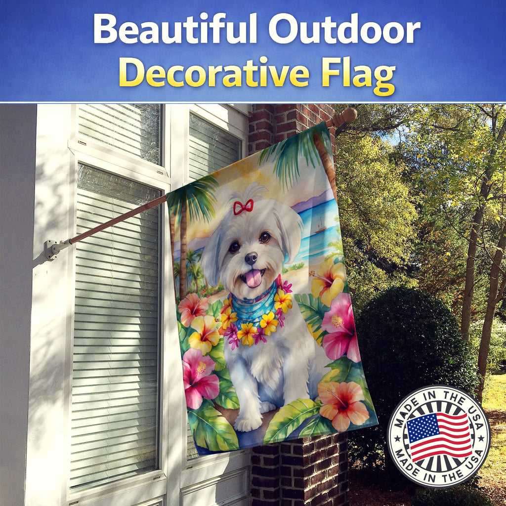 Maltese Luau House Flag 28x40 Porch Sleeve Pole Decorative Outside Yard Banner Artwork Wall Hanging, Polyester
