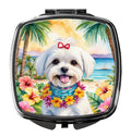 Maltese Luau Compact Mirror Decorative Travel Makeup Mirror for Women Girls Gifts Pocket Makeup Mirror Folding Handheld