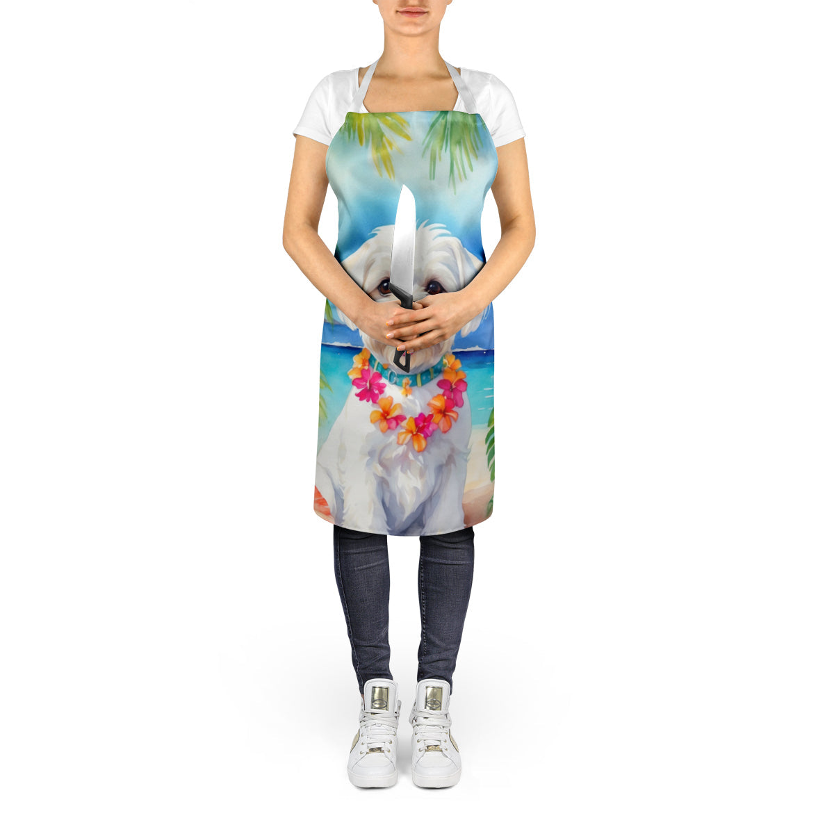 Maltese Luau Apron Cooking Kitchen Server Baking Crafts Gardening for Adult Women Men, Unisex, Large, Multicolor
