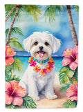 Maltese Luau House Flag 28x40 Porch Sleeve Pole Decorative Outside Yard Banner Artwork Wall Hanging, Polyester