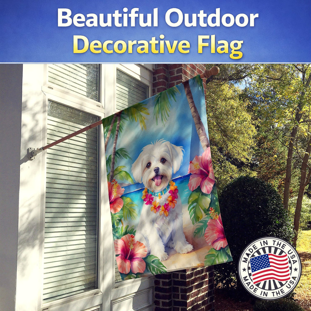 Maltese Luau House Flag 28x40 Porch Sleeve Pole Decorative Outside Yard Banner Artwork Wall Hanging, Polyester