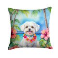 Maltese Luau Decorative Throw Pillow 18x18 Indoor Outdoor Accent Cushion, Fabric Cover with Insert for Sofa, Bed, Porch & Living Room