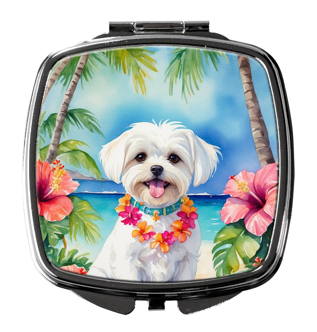 Maltese Luau Compact Mirror Decorative Travel Makeup Mirror for Women Girls Gifts Pocket Makeup Mirror Folding Handheld