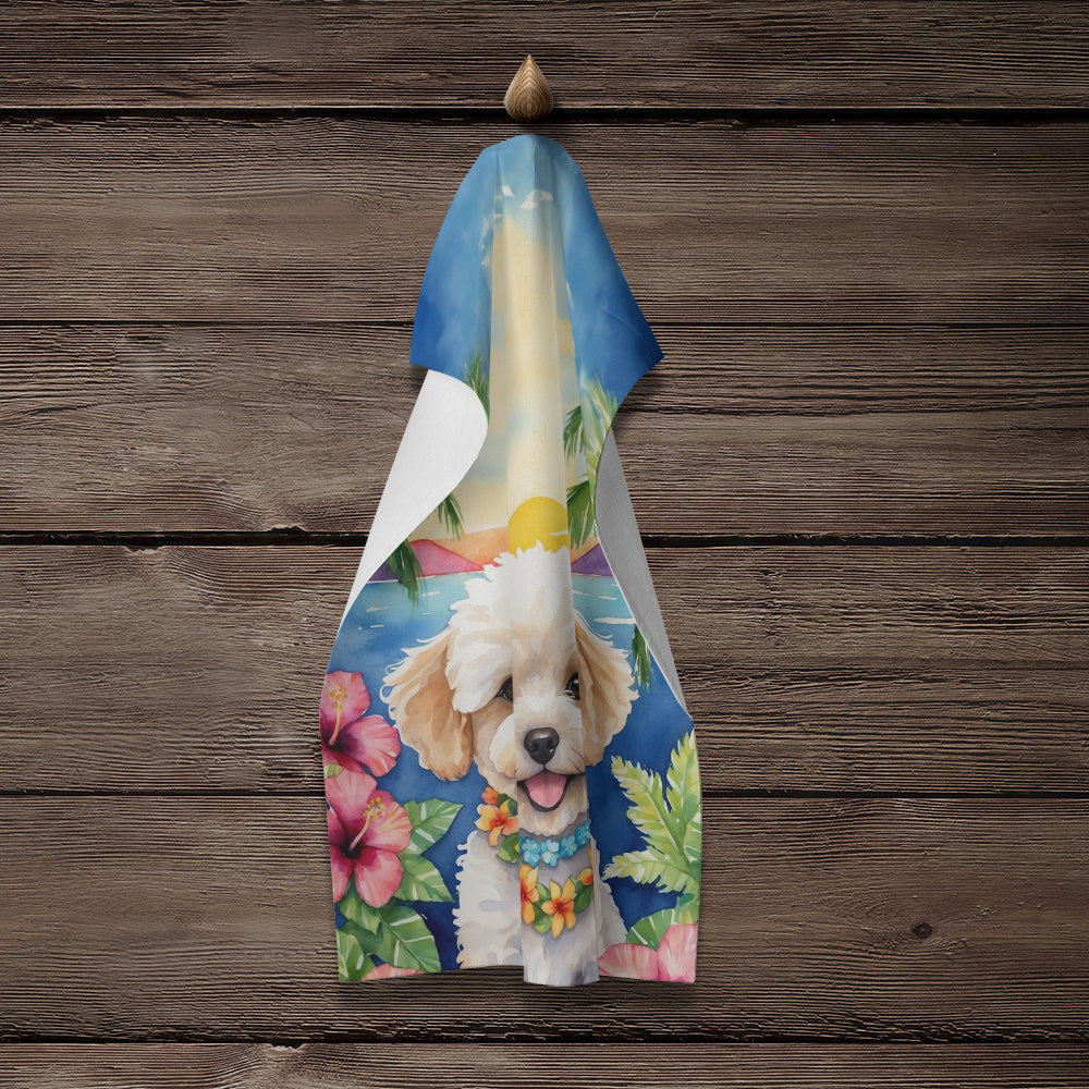 Maltipoo Luau Kitchen Towel Velour Plush Front and Cotton Loop Back Machine Washable