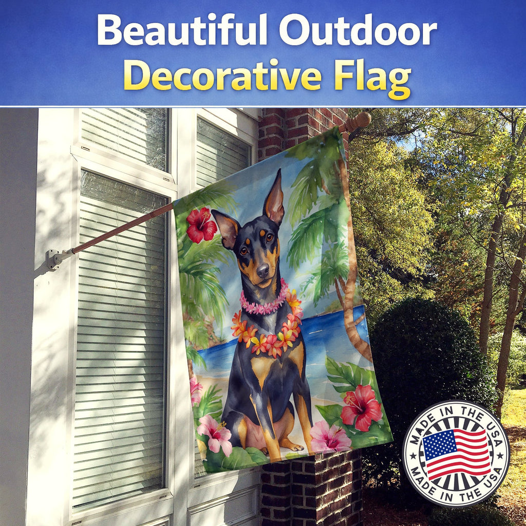 Manchester Terrier Luau House Flag 28x40 Porch Sleeve Pole Decorative Outside Yard Banner Artwork Wall Hanging, Polyester
