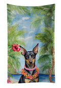 Manchester Terrier Luau Kitchen Towel Velour Plush Front and Cotton Loop Back Machine Washable