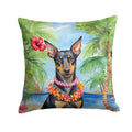 Manchester Terrier Luau Decorative Throw Pillow 14x14 Indoor Outdoor Accent Cushion, Fabric Cover with Insert for Sofa, Bed, Porch & Living Room