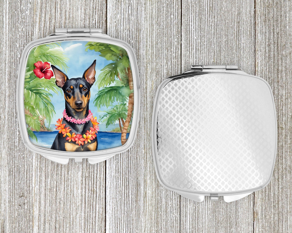 Manchester Terrier Luau Compact Mirror Decorative Travel Makeup Mirror for Women Girls Gifts Pocket Makeup Mirror Folding Handheld