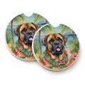 Mastiff Luau Set of 2 Cup Holder Car Coasters Absorbent Round Sandstone Coasters Gifts for Men or Women, 2.5, Multicolor
