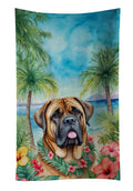 Mastiff Luau Kitchen Towel Velour Plush Front and Cotton Loop Back Machine Washable