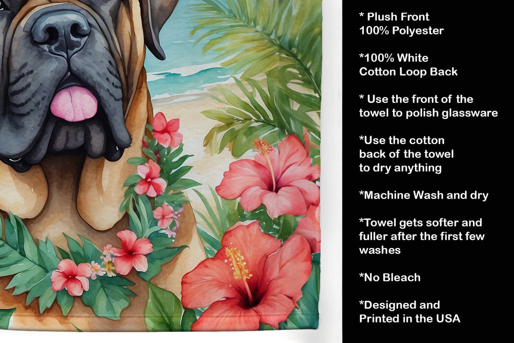 Mastiff Luau Kitchen Towel Velour Plush Front and Cotton Loop Back Machine Washable