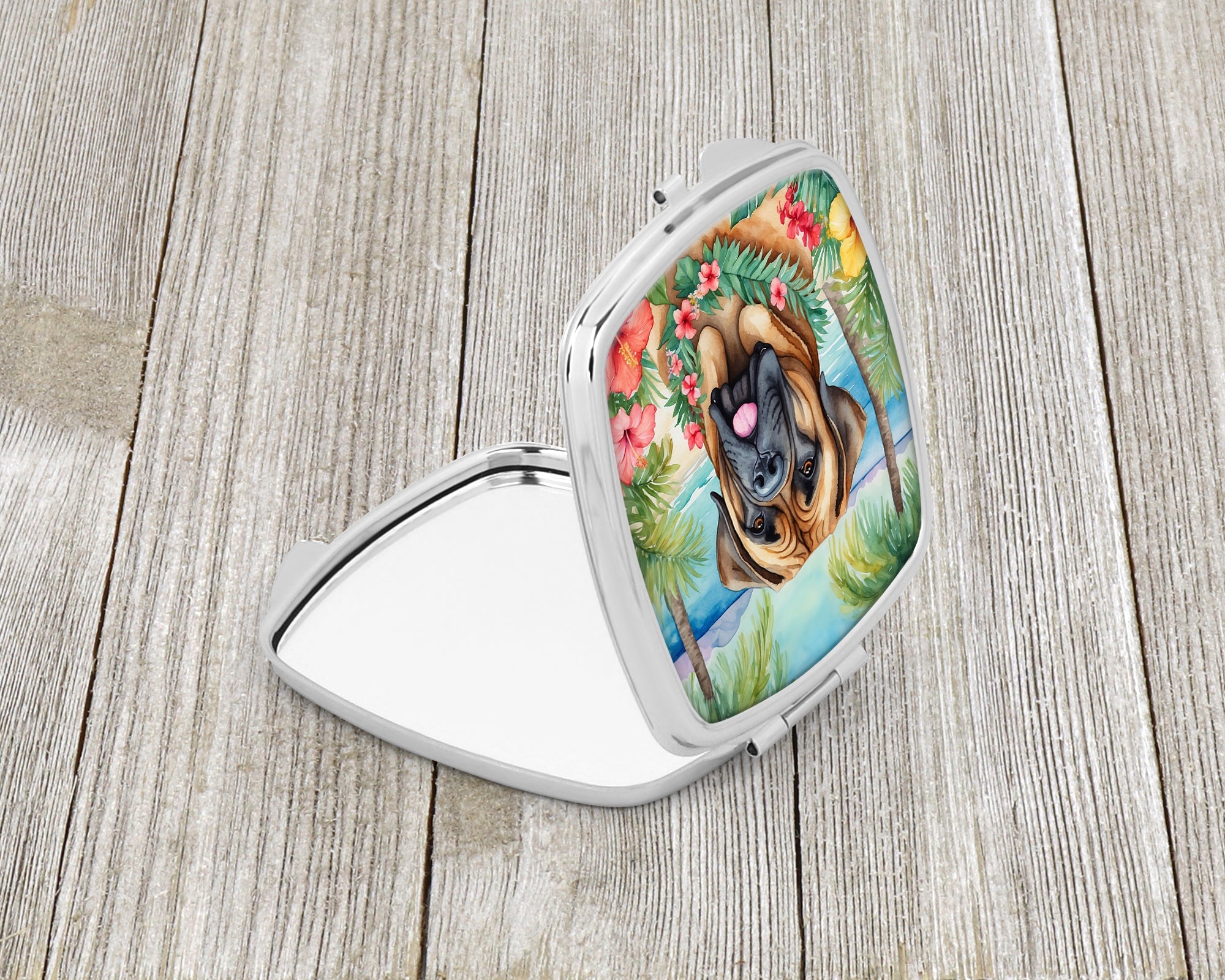 Mastiff Luau Compact Mirror Decorative Travel Makeup Mirror for Women Girls Gifts Pocket Makeup Mirror Folding Handheld
