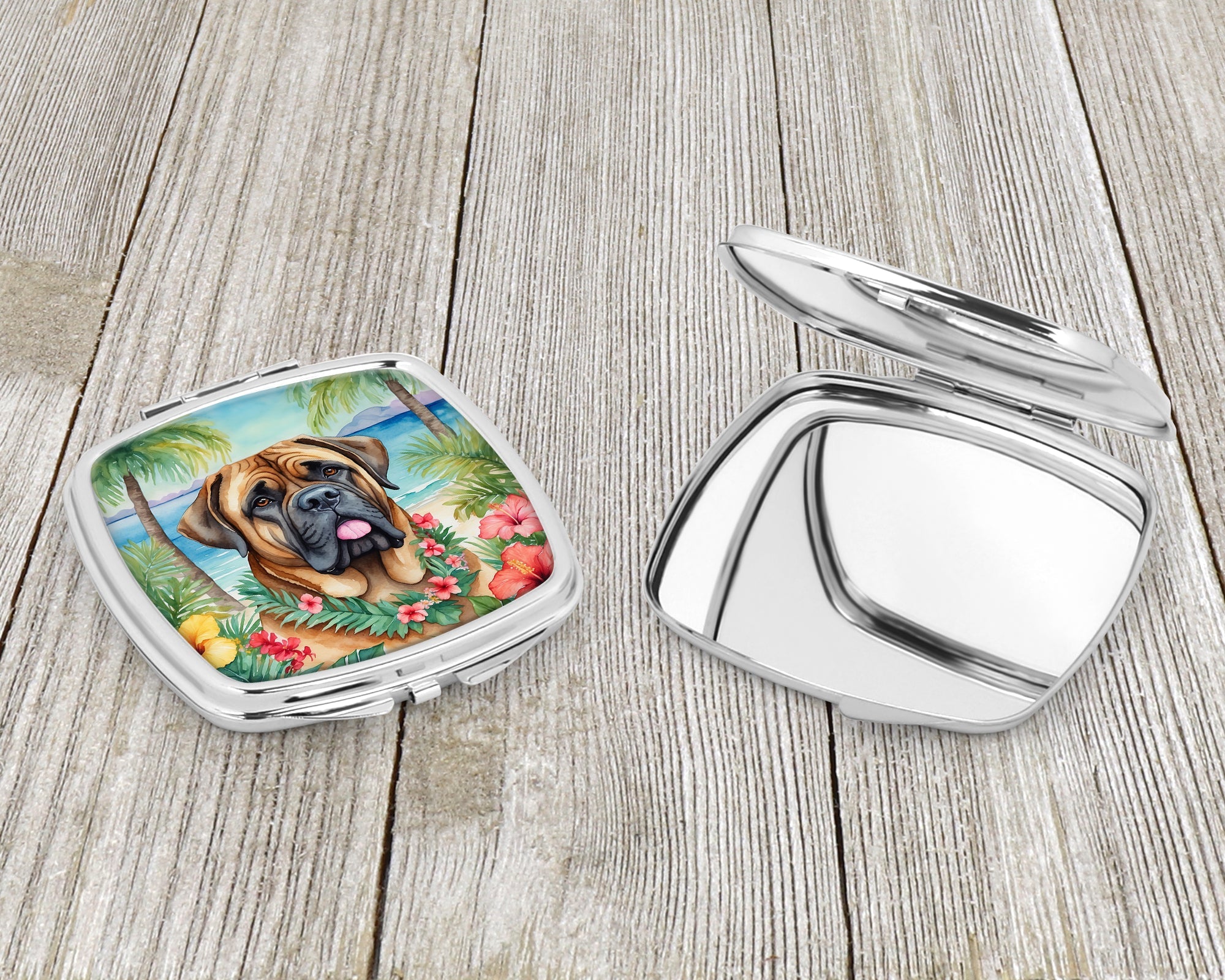 Mastiff Luau Compact Mirror Decorative Travel Makeup Mirror for Women Girls Gifts Pocket Makeup Mirror Folding Handheld