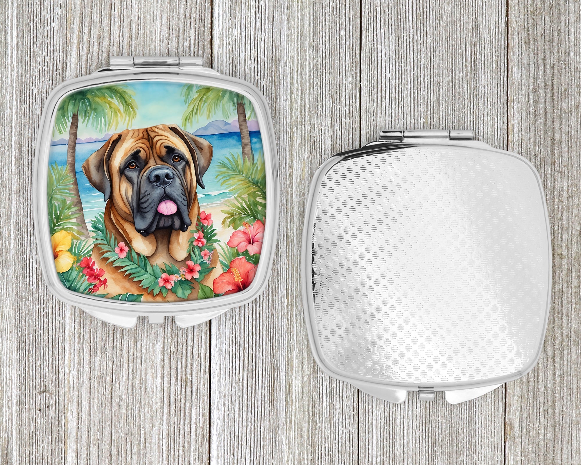 Mastiff Luau Compact Mirror Decorative Travel Makeup Mirror for Women Girls Gifts Pocket Makeup Mirror Folding Handheld