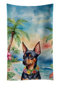 Miniature Pinscher Luau Kitchen Towel Velour Plush Front and Cotton Loop Back Machine Washable