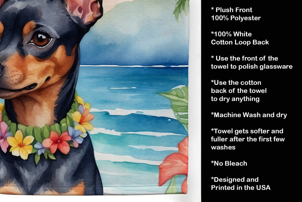Miniature Pinscher Luau Kitchen Towel Velour Plush Front and Cotton Loop Back Machine Washable
