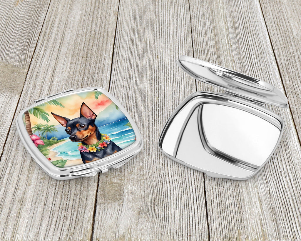 Miniature Pinscher Luau Compact Mirror Decorative Travel Makeup Mirror for Women Girls Gifts Pocket Makeup Mirror Folding Handheld