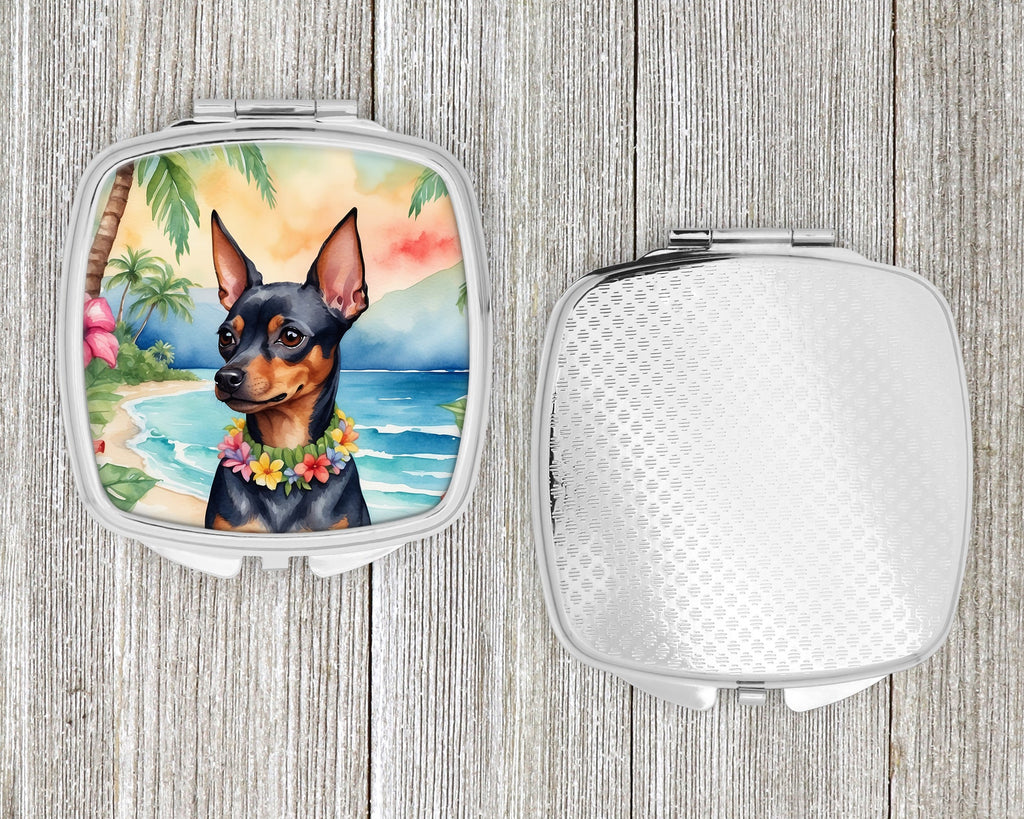 Miniature Pinscher Luau Compact Mirror Decorative Travel Makeup Mirror for Women Girls Gifts Pocket Makeup Mirror Folding Handheld
