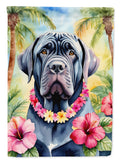 Neapolitan Mastiff Luau House Flag 28x40 Porch Sleeve Pole Decorative Outside Yard Banner Artwork Wall Hanging, Polyester