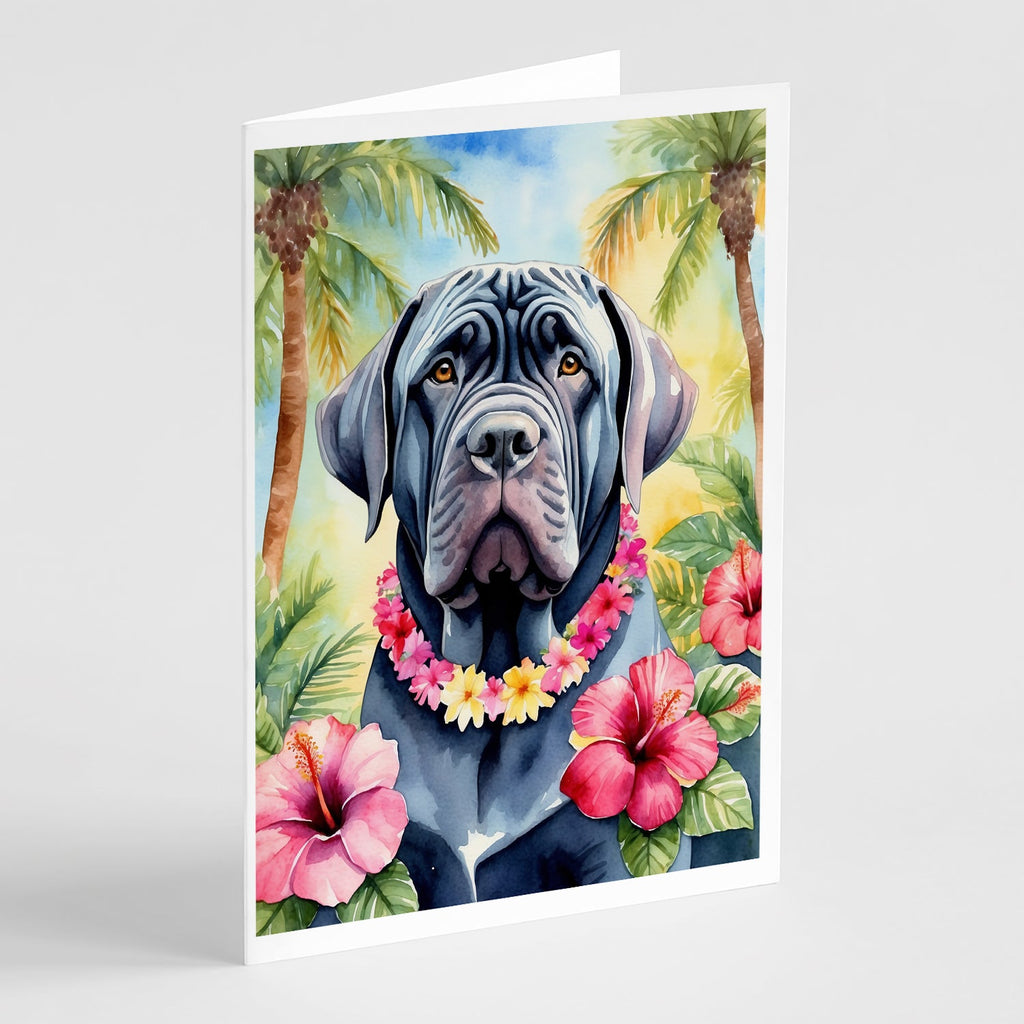 Neapolitan Mastiff Luau Greeting Cards Pack of 8 Blank Cards with Envelopes Whimsical A7 Size 5x7