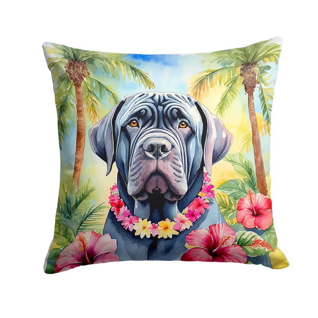 Neapolitan Mastiff Luau Decorative Throw Pillow 14x14 Indoor Outdoor Accent Cushion, Fabric Cover with Insert for Sofa, Bed, Porch & Living Room