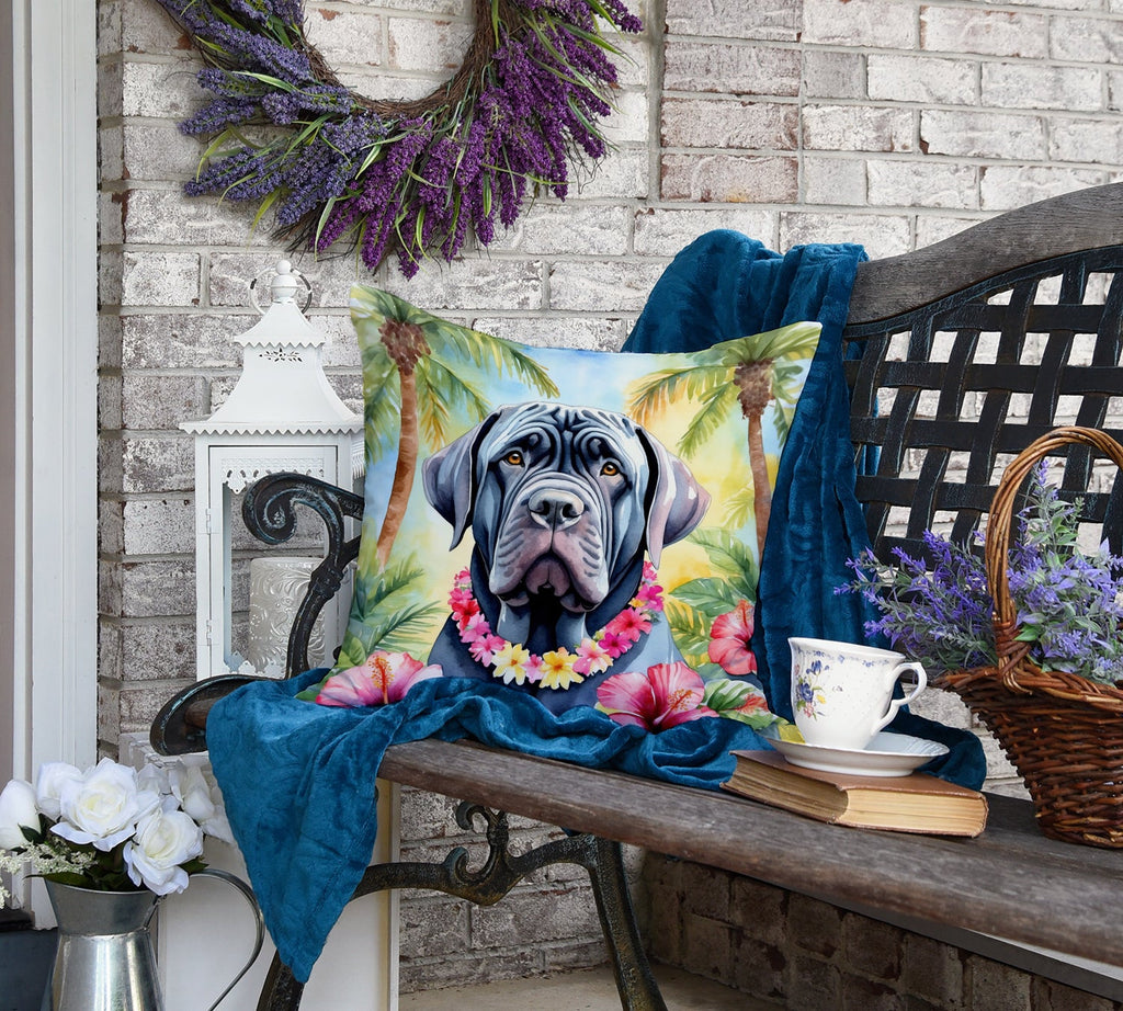Neapolitan Mastiff Luau Decorative Throw Pillow 18x18 Indoor Outdoor Accent Cushion, Fabric Cover with Insert for Sofa, Bed, Porch & Living Room