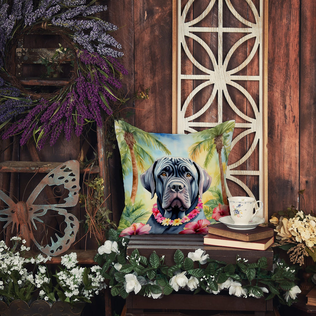 Neapolitan Mastiff Luau Decorative Throw Pillow 18x18 Indoor Outdoor Accent Cushion, Fabric Cover with Insert for Sofa, Bed, Porch & Living Room