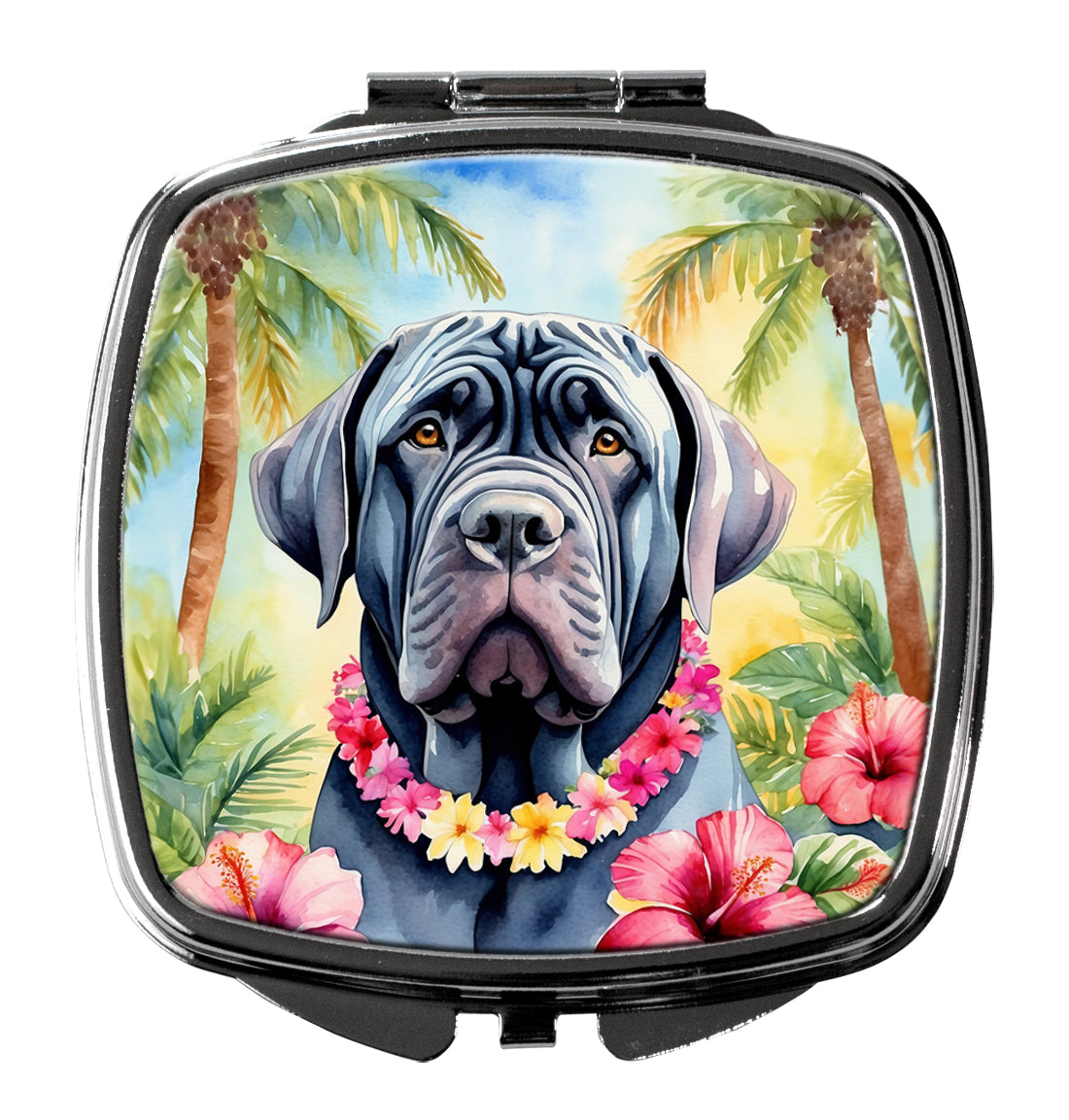 Neapolitan Mastiff Luau Compact Mirror Decorative Travel Makeup Mirror for Women Girls Gifts Pocket Makeup Mirror Folding Handheld
