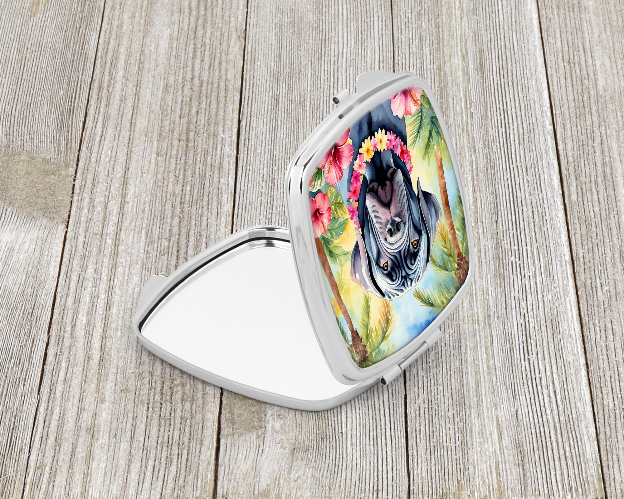Neapolitan Mastiff Luau Compact Mirror Decorative Travel Makeup Mirror for Women Girls Gifts Pocket Makeup Mirror Folding Handheld