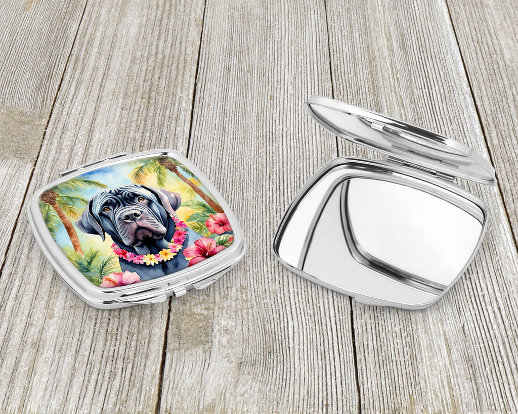 Neapolitan Mastiff Luau Compact Mirror Decorative Travel Makeup Mirror for Women Girls Gifts Pocket Makeup Mirror Folding Handheld