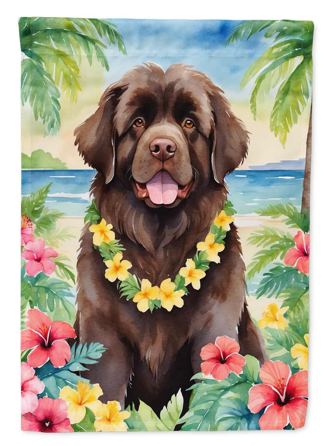 Newfoundland Luau House Flag 28x40 Porch Sleeve Pole Decorative Outside Yard Banner Artwork Wall Hanging, Polyester