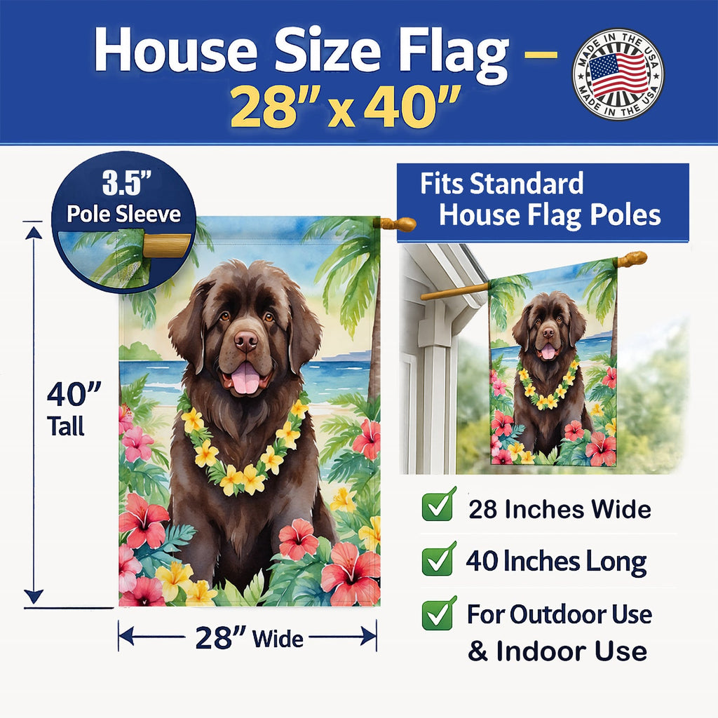 Newfoundland Luau House Flag 28x40 Porch Sleeve Pole Decorative Outside Yard Banner Artwork Wall Hanging, Polyester