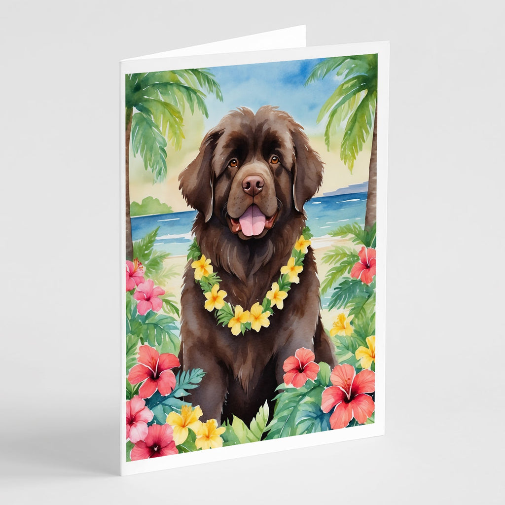 Newfoundland Luau Greeting Cards Pack of 8 Blank Cards with Envelopes Whimsical A7 Size 5x7