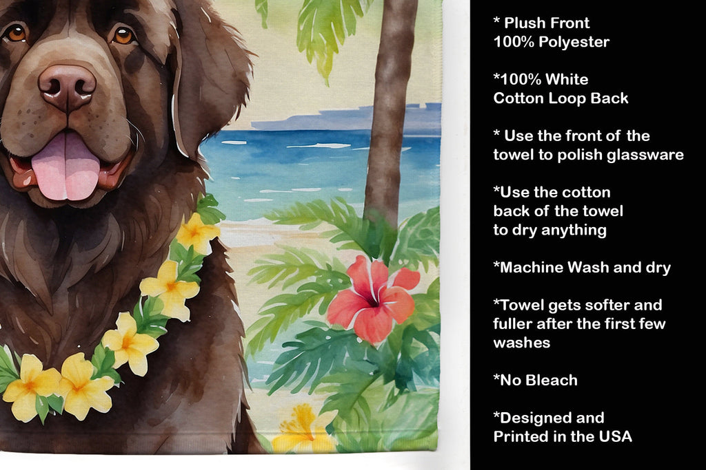 Newfoundland Luau Kitchen Towel Velour Plush Front and Cotton Loop Back Machine Washable