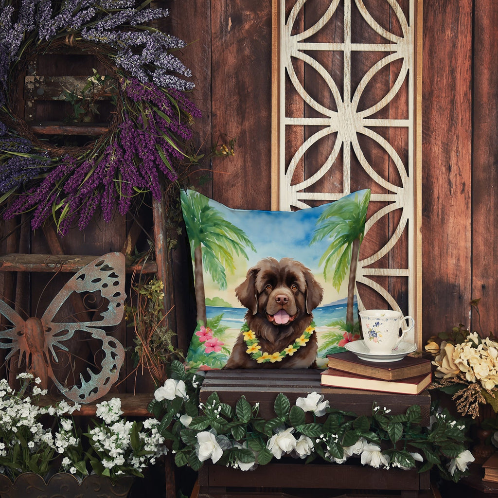 Newfoundland Luau Decorative Throw Pillow 18x18 Indoor Outdoor Accent Cushion, Fabric Cover with Insert for Sofa, Bed, Porch & Living Room