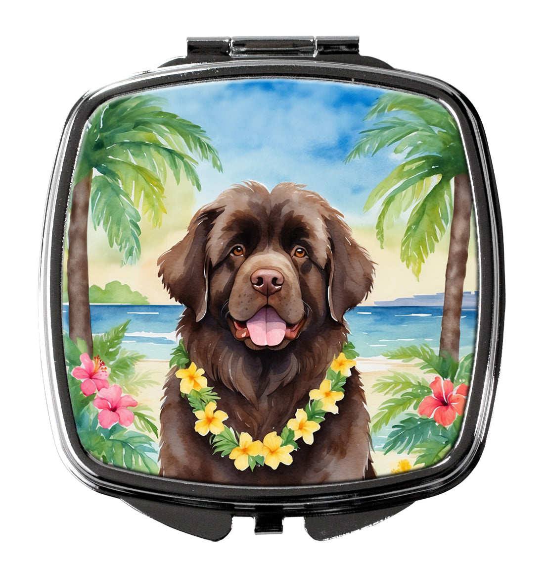 Newfoundland Luau Compact Mirror Decorative Travel Makeup Mirror for Women Girls Gifts Pocket Makeup Mirror Folding Handheld