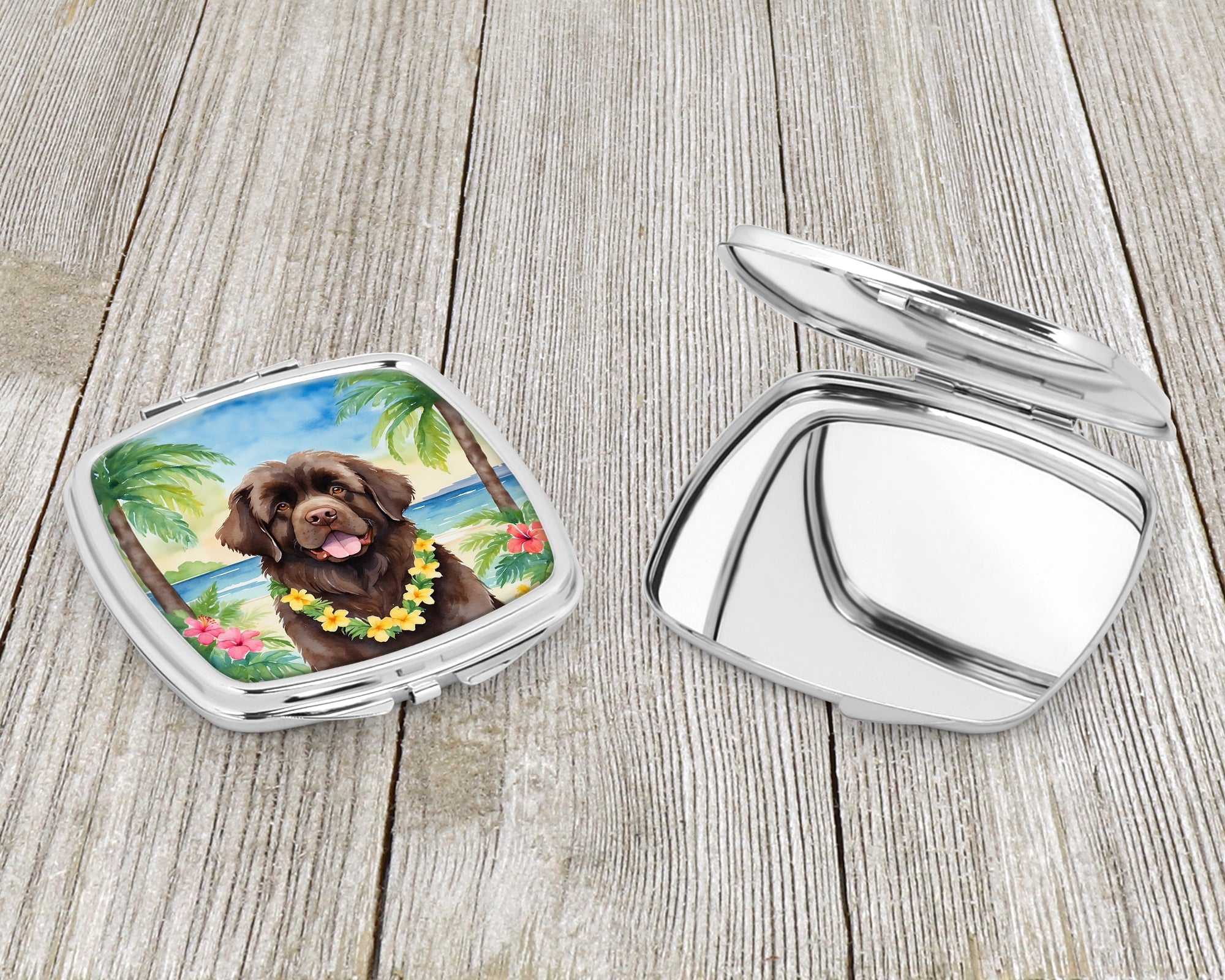 Newfoundland Luau Compact Mirror Decorative Travel Makeup Mirror for Women Girls Gifts Pocket Makeup Mirror Folding Handheld