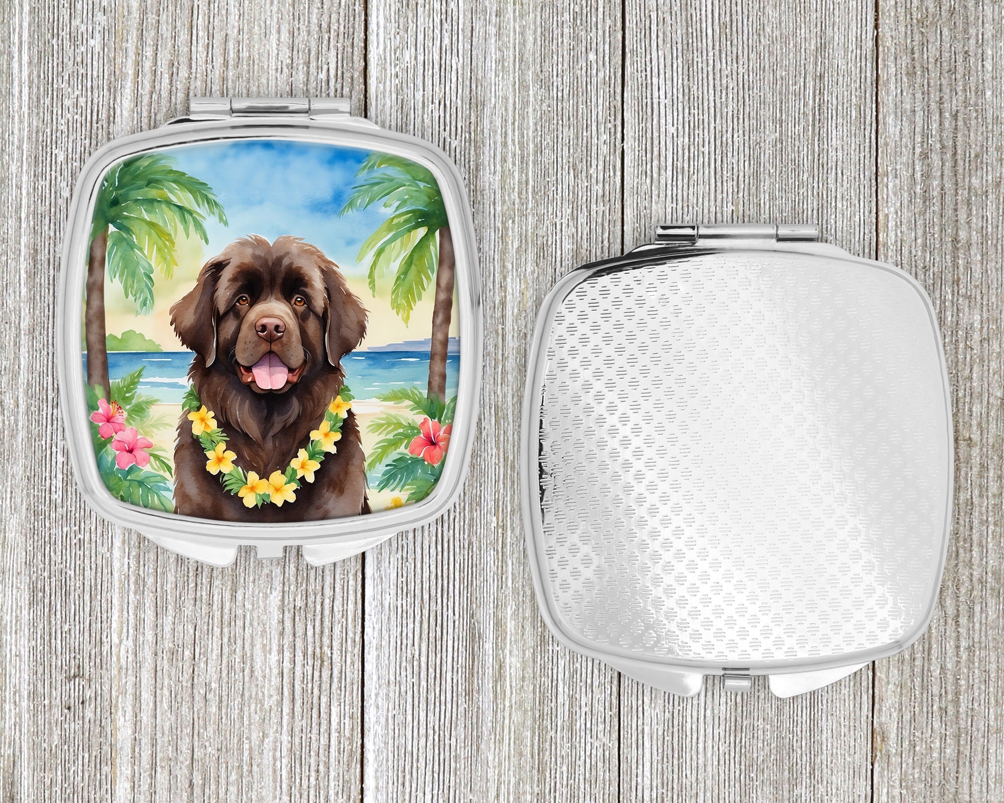 Newfoundland Luau Compact Mirror Decorative Travel Makeup Mirror for Women Girls Gifts Pocket Makeup Mirror Folding Handheld